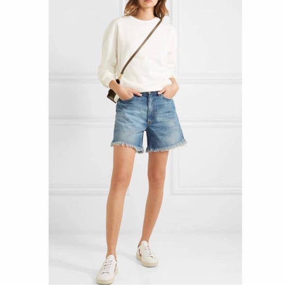 The GREAT. The Easy Cut Off Shorts Distressed Frayed Hem Stretch Denim Size 26 - Picture 8 of 8